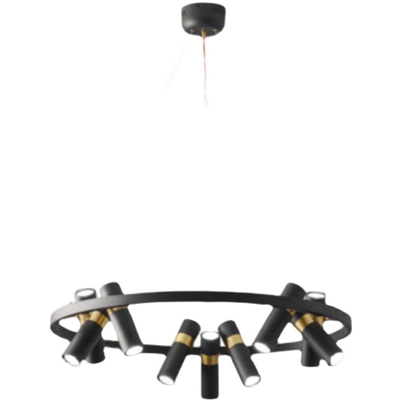 Modern Cylinder Chandelier Black Multi Light Chandelier Pendant for Dining Room