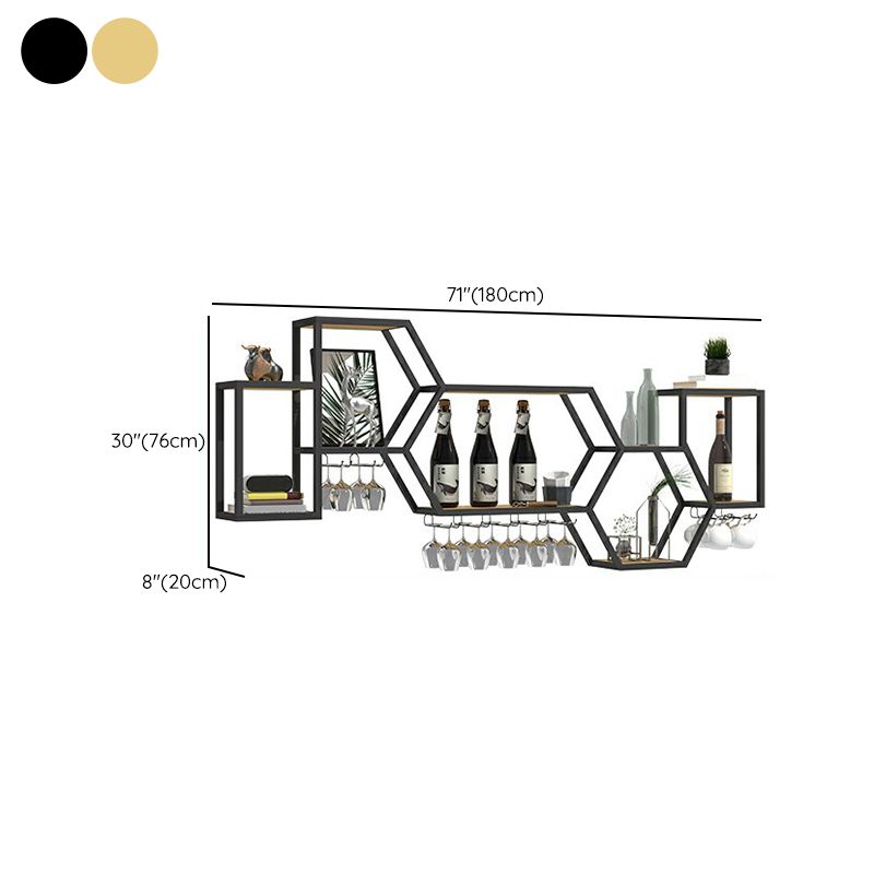 Wall Mounted Wine Rack Modern Metal Wine Bottle & Glass Rack for Dining Room