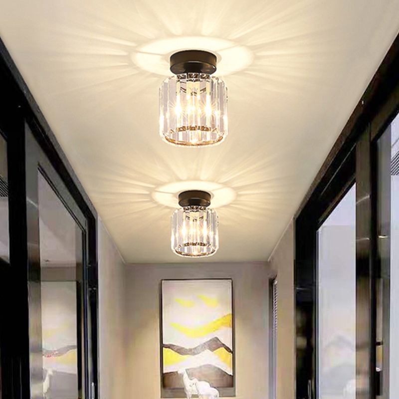 1-Light Flush Light Modern Crystal Flush Mount Ceiling Light