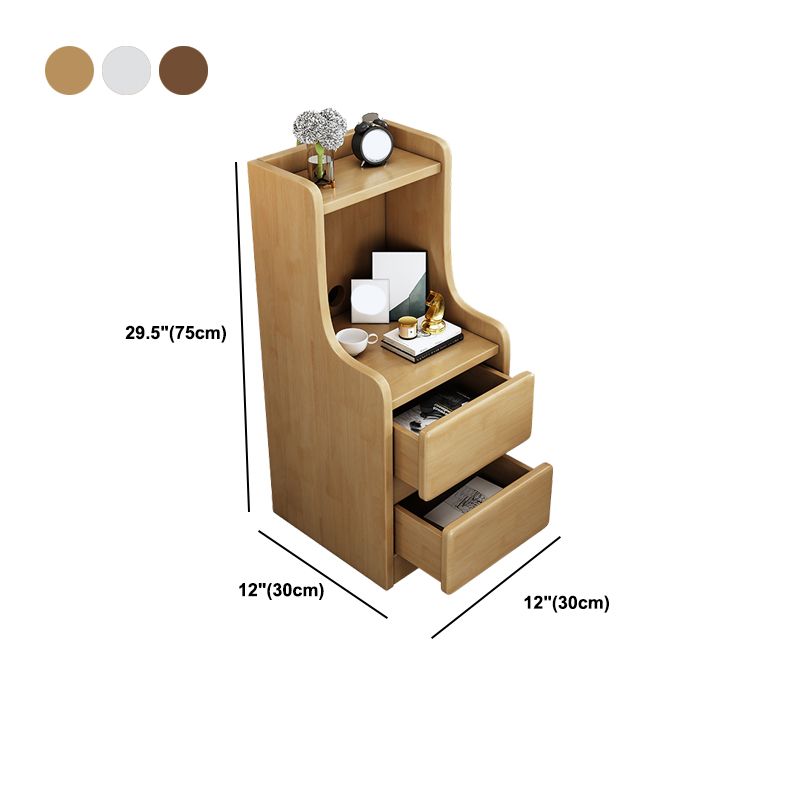 Solid Wood Bedside Table Modern Minimalist Open Bedside Table with Drawers