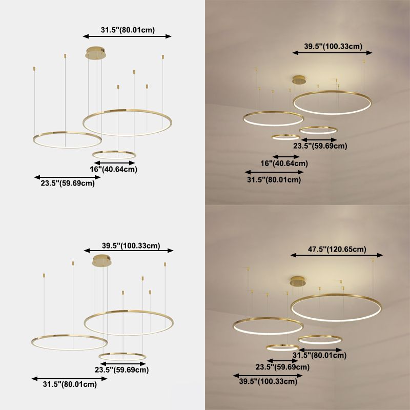 Stainless Steel Golden Chandelier Light Circle Simple Chandelier Lamp