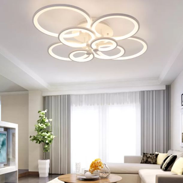 Circle Metal LED Starburst Flush Mount Modern Style Ceiling Light Fixture for Living Room