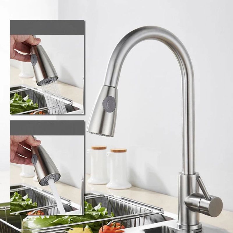 Modern 1-Handle Faucet Stainless Steel Pull down Standard Kitchen Faucet