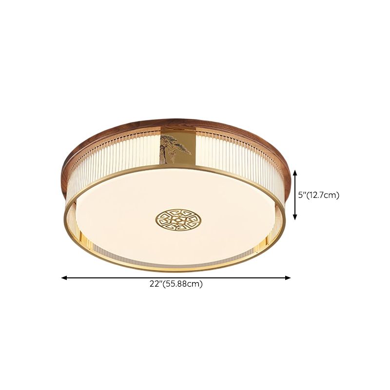 Wood LED Flush Mount Geometric Shape Modern Ceiling Light with Acrylic Shade for Bedroom