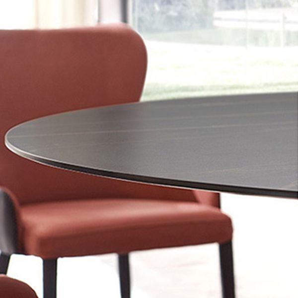 Round Dining Table Stone Top Dining Table in Black with Pedestal