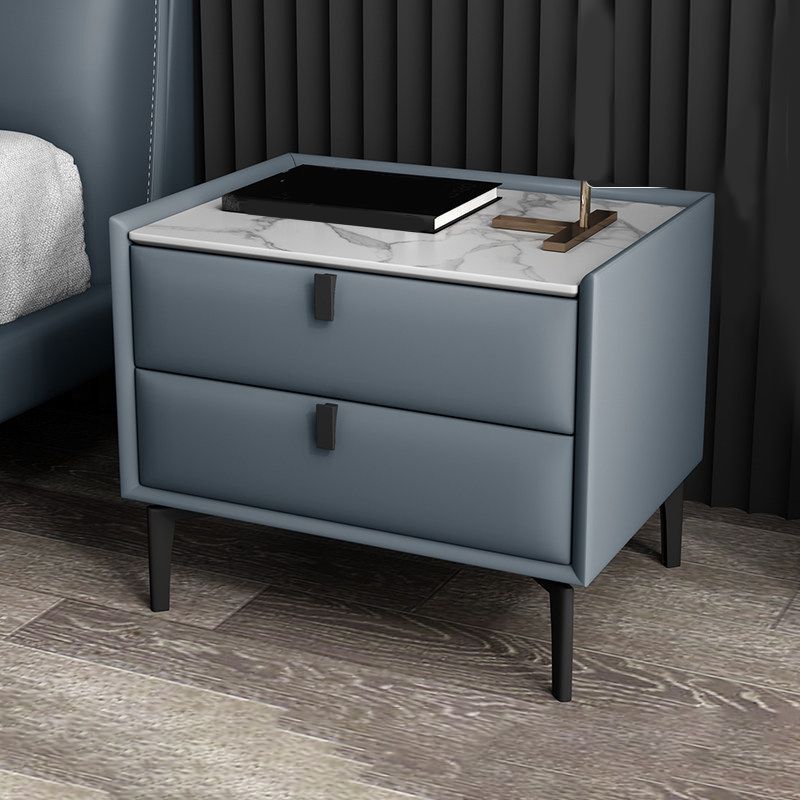 Contemporary Solid Wood Nightstand 18.5" Tall 2 - Drawer Nightstand