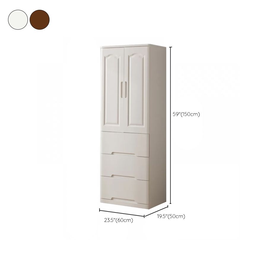 Solid Wood Kid's Wardrobe Matte Wardrobe Armoire with Lower Storage Drawers