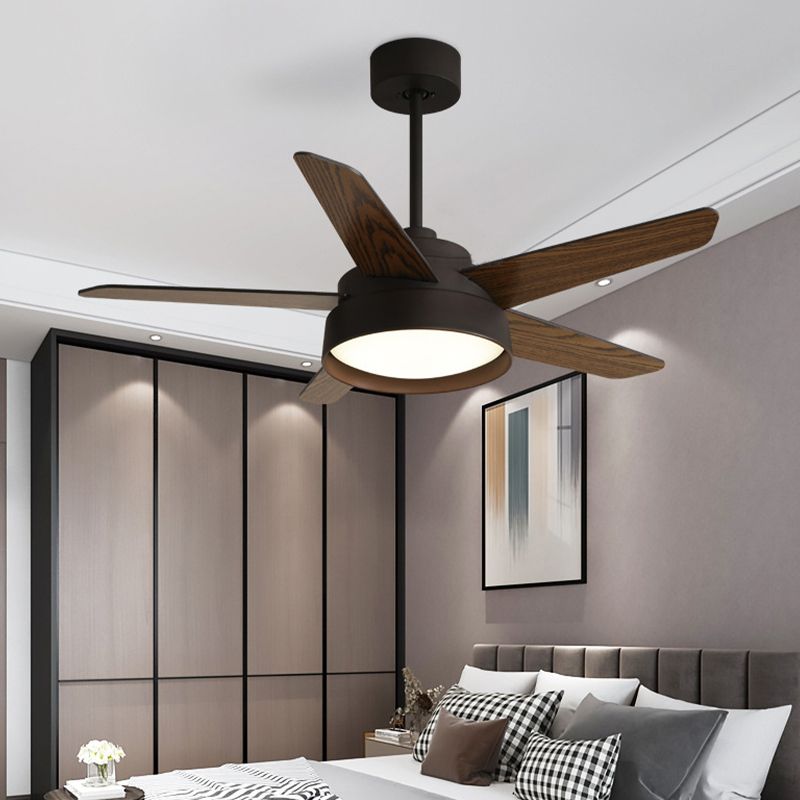 Modern Single Polished Ceiling Fan Lamp LED Shaded Ceiling Fan Light for Dining Room