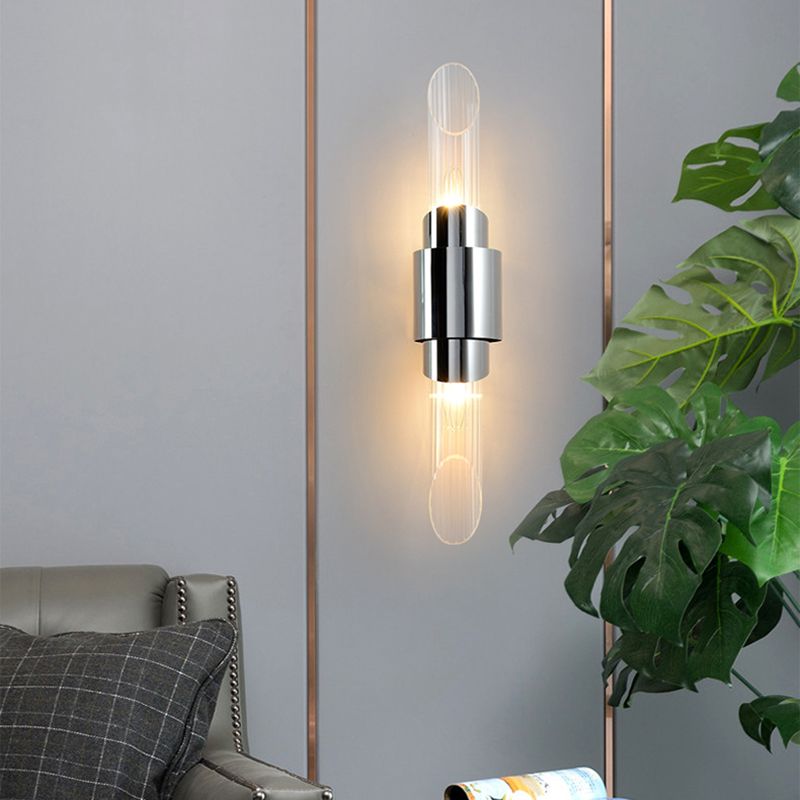 Glass Cylinder Wall Sconces Industrial Style 2 Lights Wall Mounted Lamps