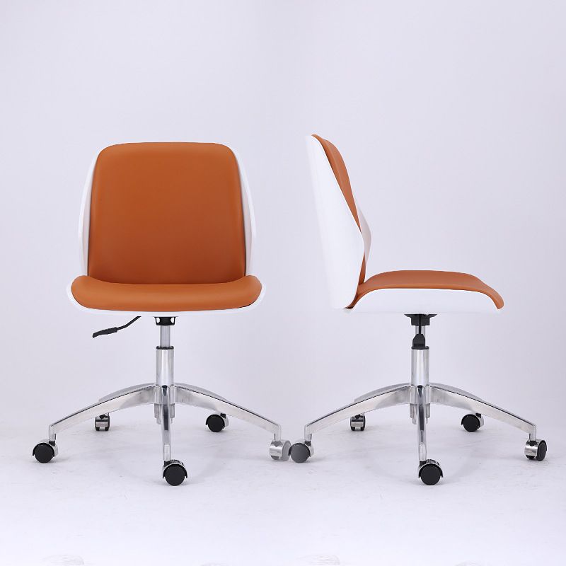 Modern Desk Chair Wood Conference Chair Mid-Back Chair with Wheels