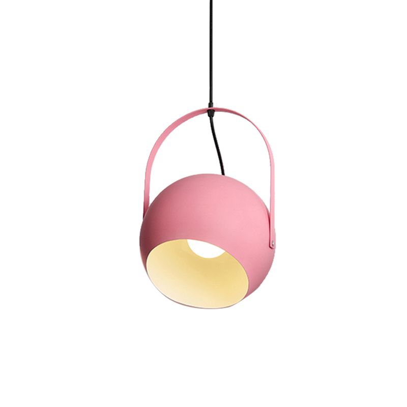 1 Head Globe Pendant Light Rotatable Macaron Loft Metal Hanging Light for Living Room