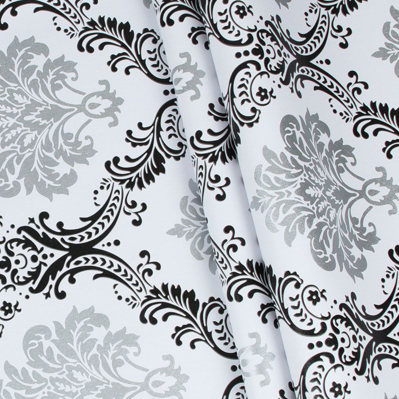 Black and White Damasque Wallpaper Water-Resistant Wall Covering for Living Room, Self-Adhesive