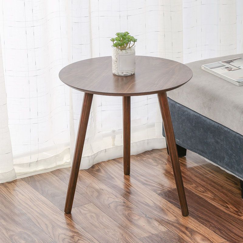 Modern 3 Legs Cocktail Table Round Wood Coffee Table - Brown