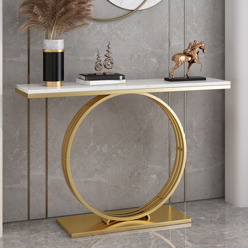 Modern Iron Console Sofa Table Rectangle Marble End Table for Hall