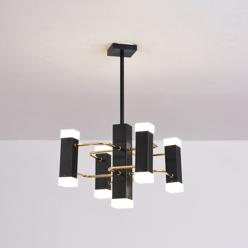 Black Sputnik Pendant Chandelier Modern 4/8 Heads Metal Suspension Light in 2 Color Light