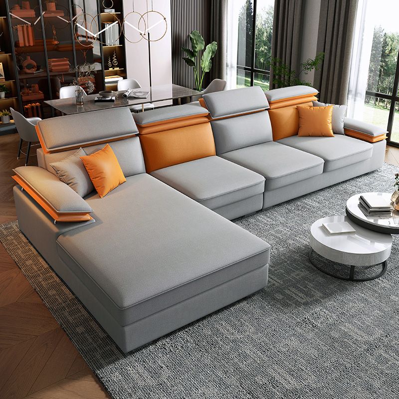 118.11"L x 66.93"W x 37.4"H Modern Fabric Sectional Cushion Back  Sofa and Chaise