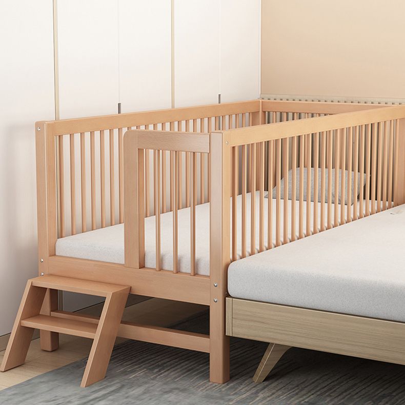 Convertible Wooden Crib with Guardrail Standard Crib with Stairway