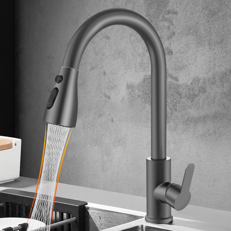 Contemporary 1-Handle Bar Faucet Pull down Sprayer Standard Kitchen Faucet