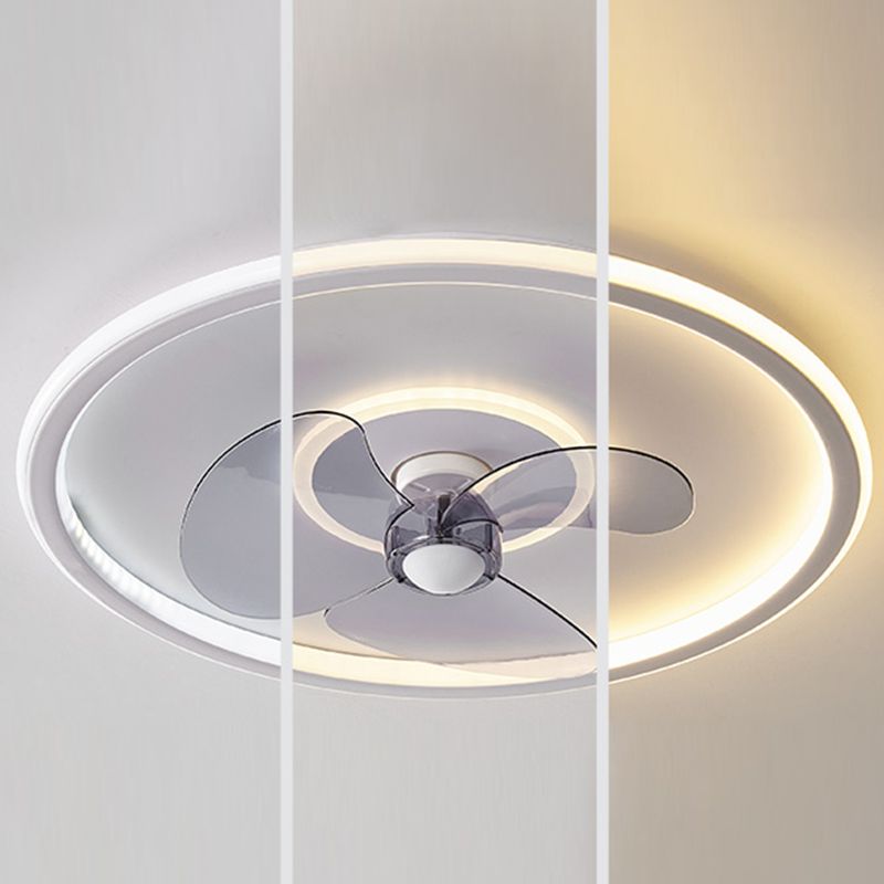 Metal Round Flush Mount Light Modern Colorful LED Fan Light for Bedroom