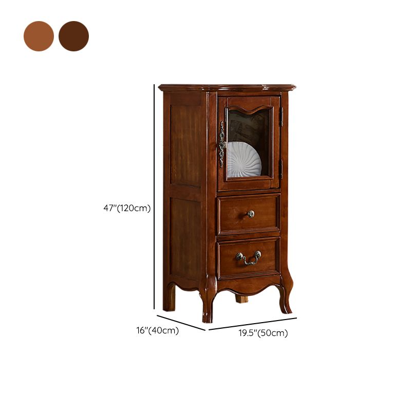 Traditional Display Stand Rubberwood Hutch Cabinet for Living Room