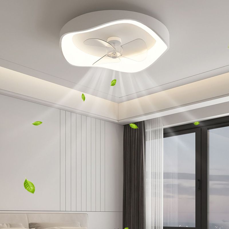 Geometric Shape Metal Ceiling Fans Modern Style 1 Light Flush Ceiling Fan in White