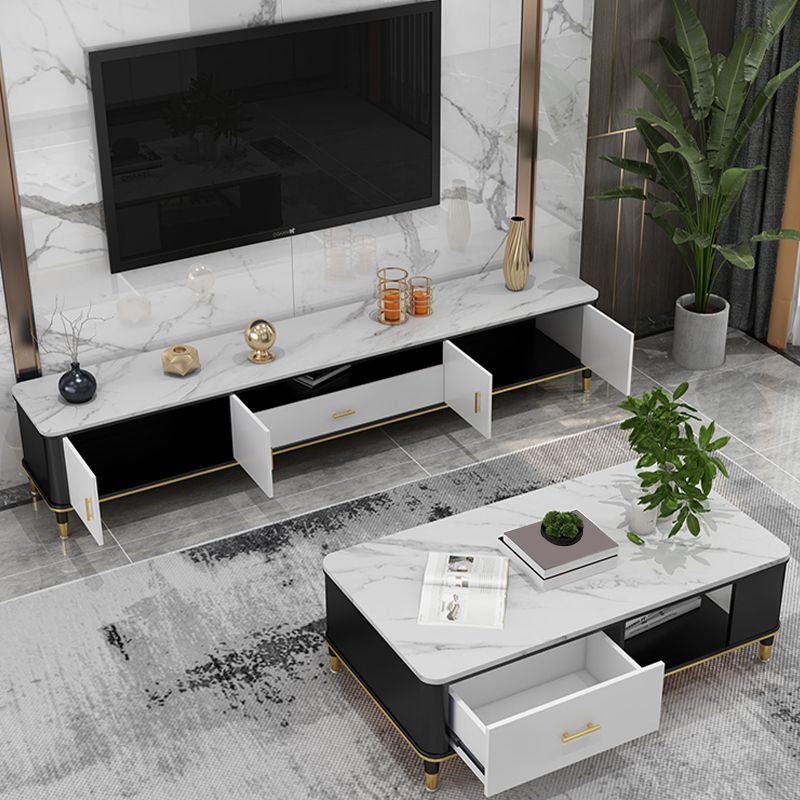 Glam TV Media Console Open Storage TV Console for Living Room