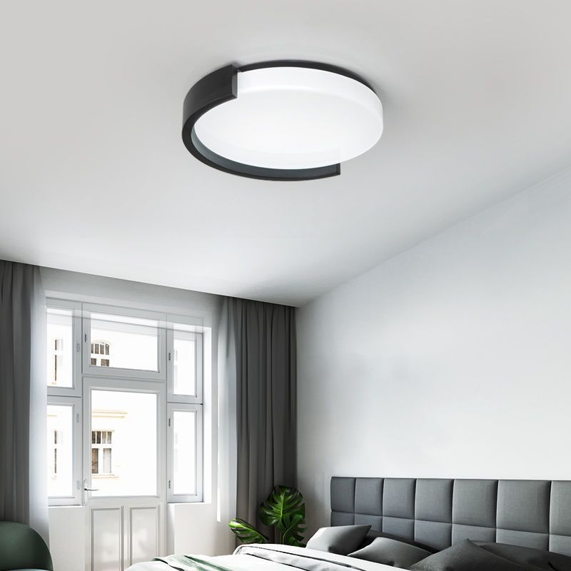 Contemporary White/Black Single Flush Mount Lighting LED Ceiling Light