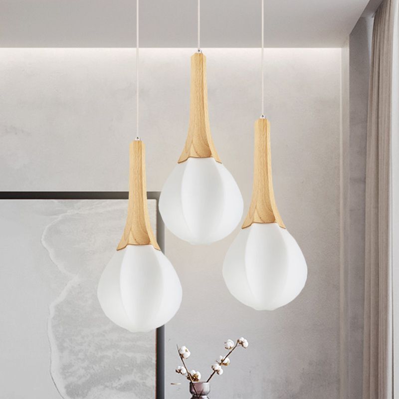 Forme de crème glacée Multi Light Pendant moderne Verre blanc givré 3 bulbes Bulbes Plafond Plafonnement Aménagement