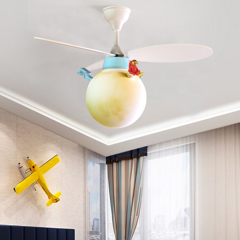 Children Ceiling Fan Light LED Ceiling Mount Lamp with Wood for Living Room