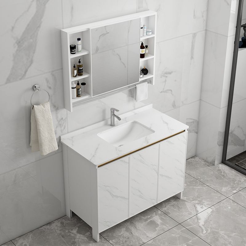 Free Standing Vanity Set White Drawer Ceramic Sink Faucet Vanity Set with Mirror