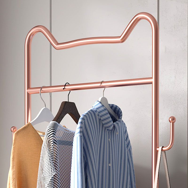 Glam Metallic Coat Hanger Free Standing Scroll Wheel Design Coat Rack for Bedroom