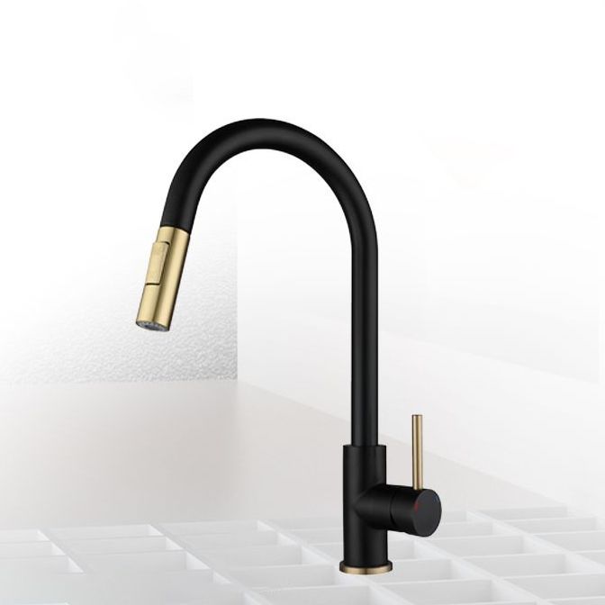 Modern Style Kitchen Faucet Stainless Steel 1-Handle Gooseneck Kitchen Faucet