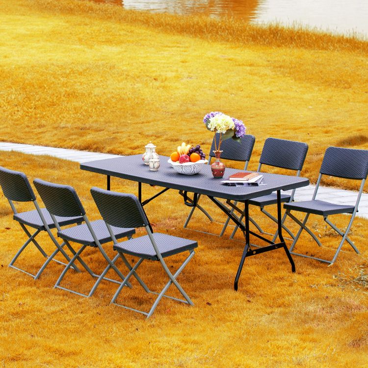 Industrial Plastic Foldable Dining Table Rectangle Water Resistant Dining Table