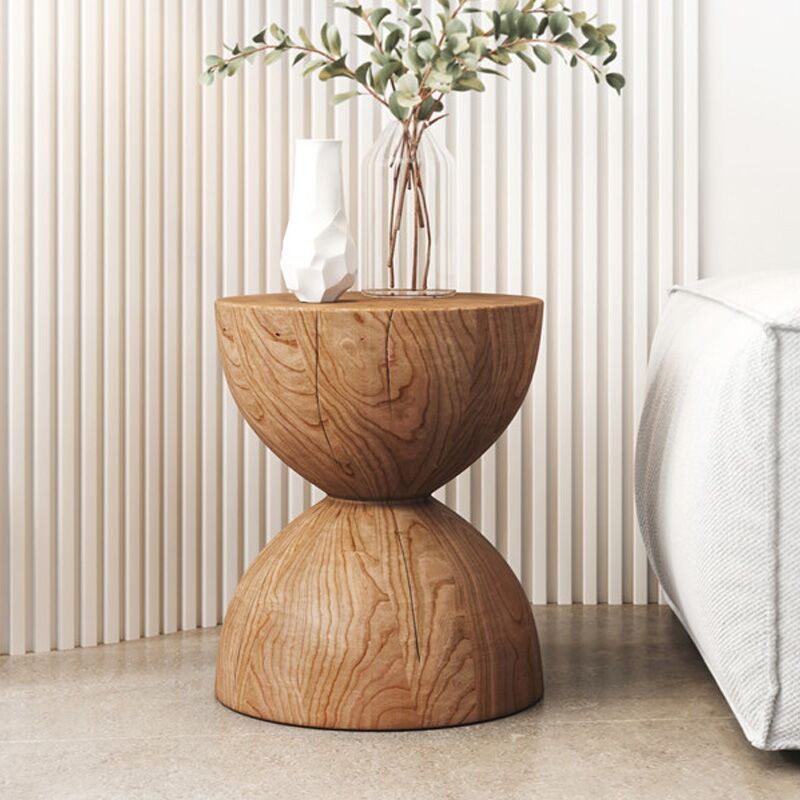 Pedestal End Table Natural/brown Round Wood Side End Table for Living Room