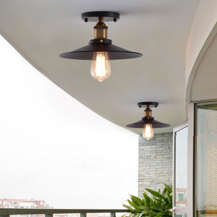 Lampade a soffitto semifulto industriale in metallo 1 Semi -Flush Monte Aitura del soffitto per foyer e Hall