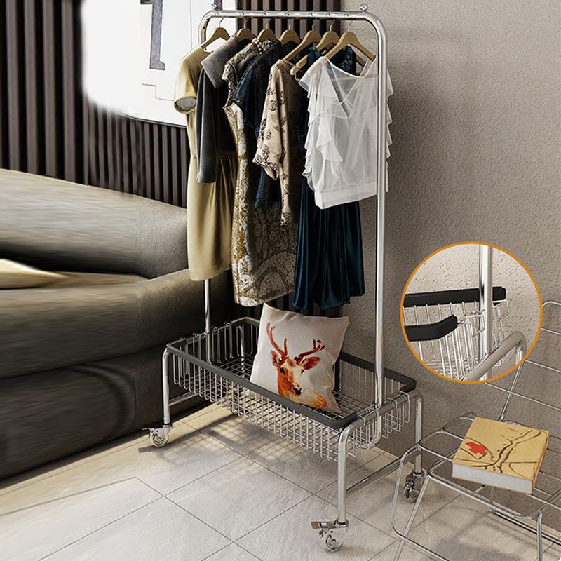 Modern Coat Hanger Metal Free Standing Scroll Wheel Design Hall Tree for Bedroom