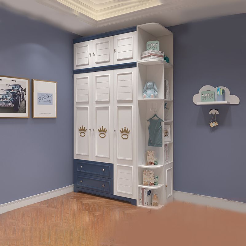 Manufactured Wooden Kids Closet Modern Style Bedroom Wardrobe Closet with Drawers