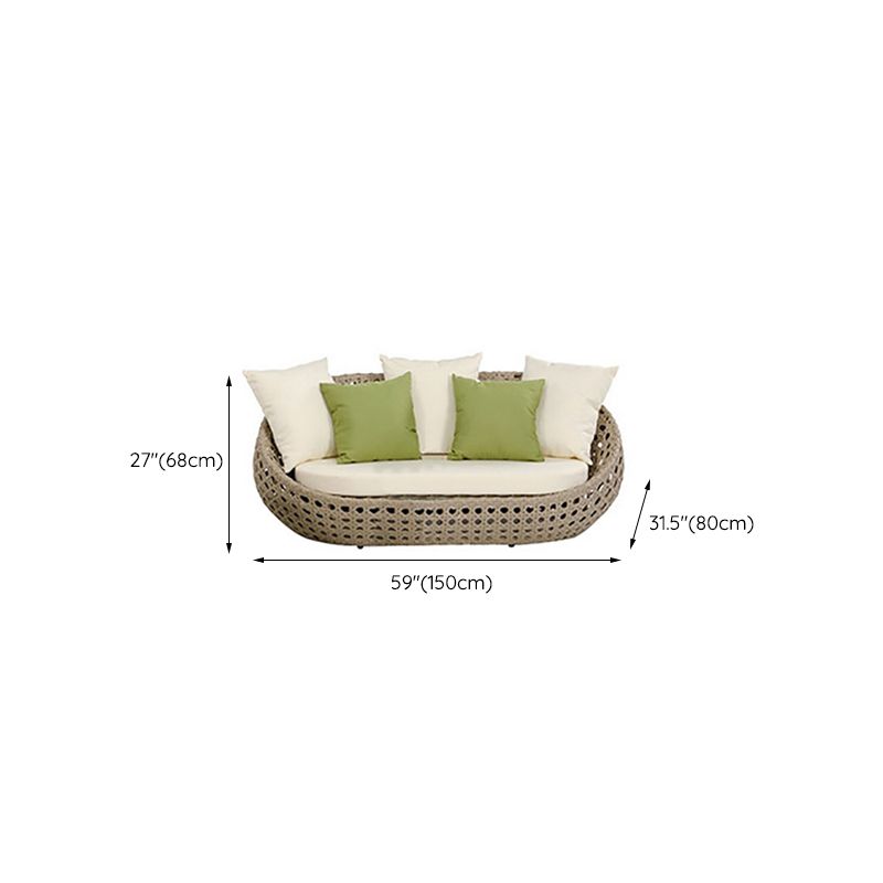 Willow Vine Outdoor Sofa Arc Shape Contemporary Style Seating in Light Wood