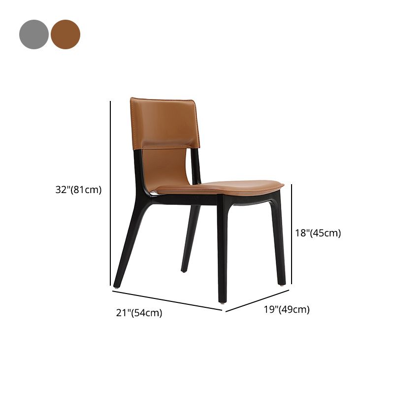 Contemporary Solid Back Armless Dining Chairs for Home Leather Dining Chairs