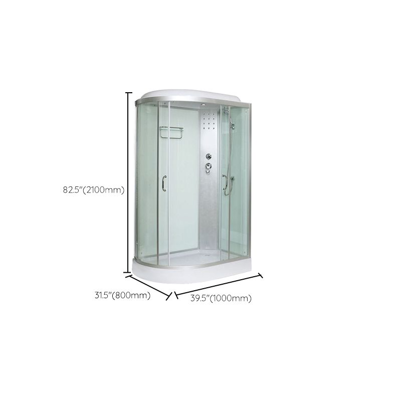 Tempered Glass Double Sliding Shower Enclosure White Frame One Piece Shower Enclosure