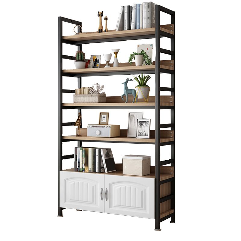 Modern Open Back Shelf Bookcase with Cabinets for Home Office