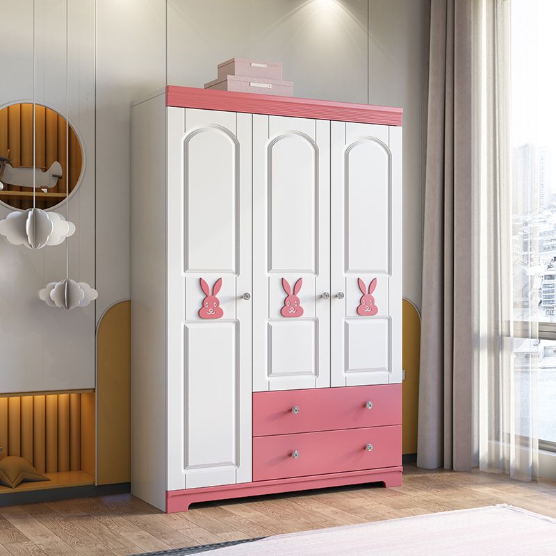 Contemporary Style Wardrobe Armoire Wood Wardrobe Closet With Doors and Drawers