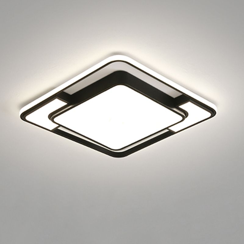 Aluminum Flush Mount Geometric Shape Ceiling Light with Acrylic Shade for Living Room