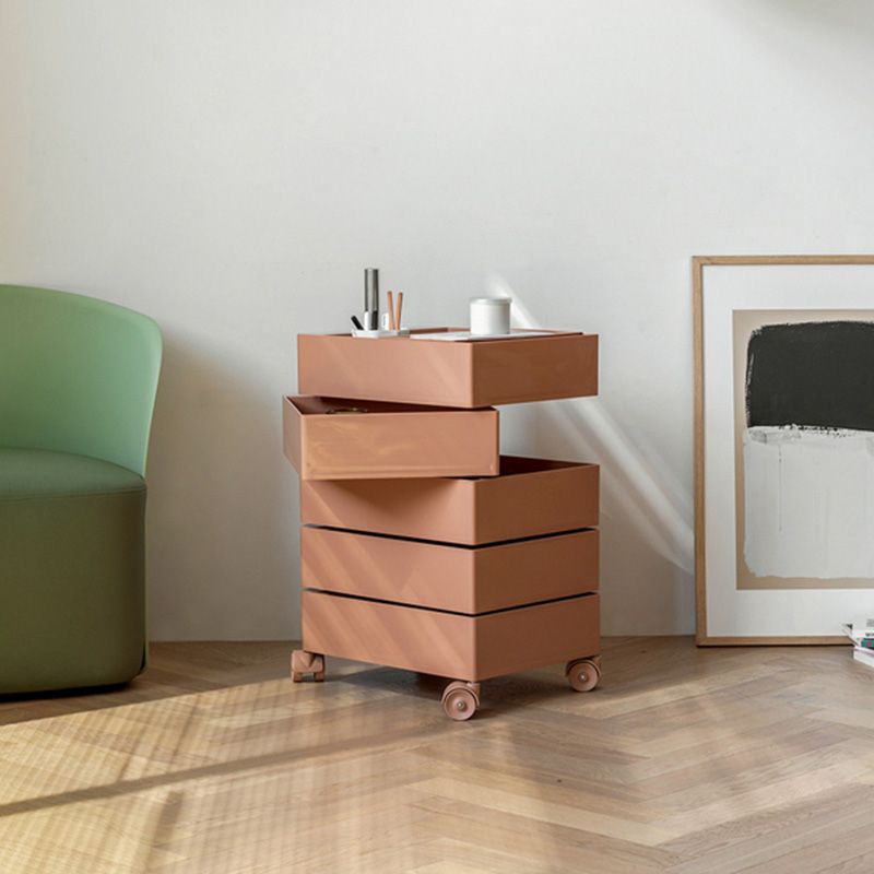 Modern Colored 5 - Drawer Plastic Nightstand Or End Table with Casters