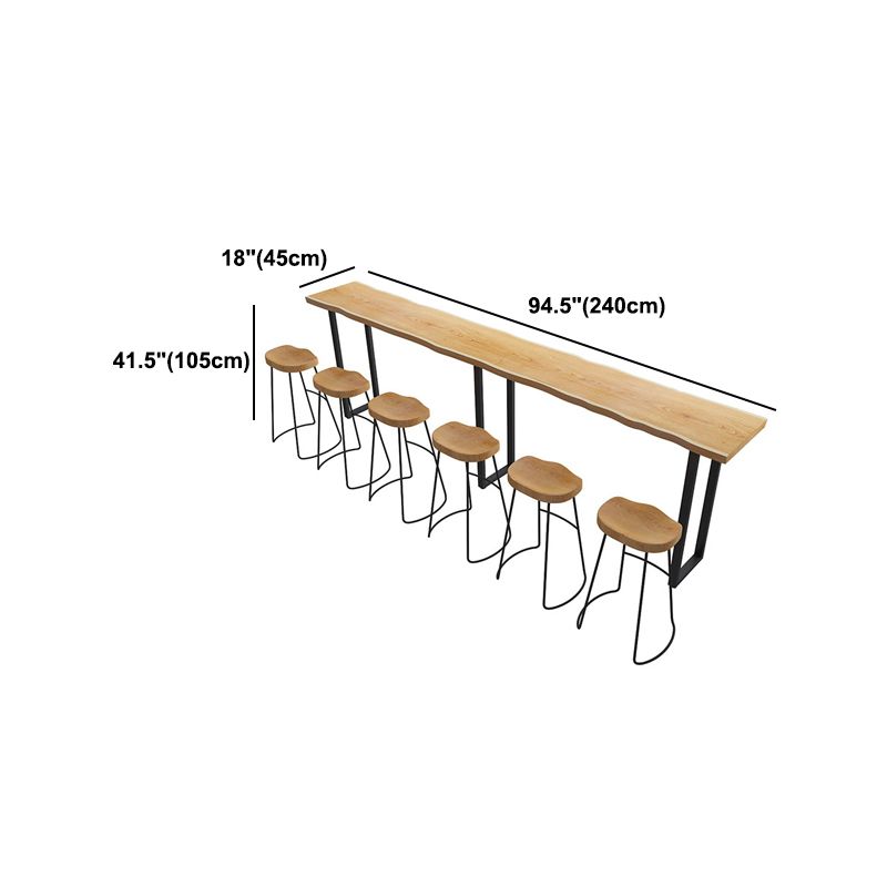 Solid Wood Bar Table Industrial Bar Dining Table with Sled Base in Black