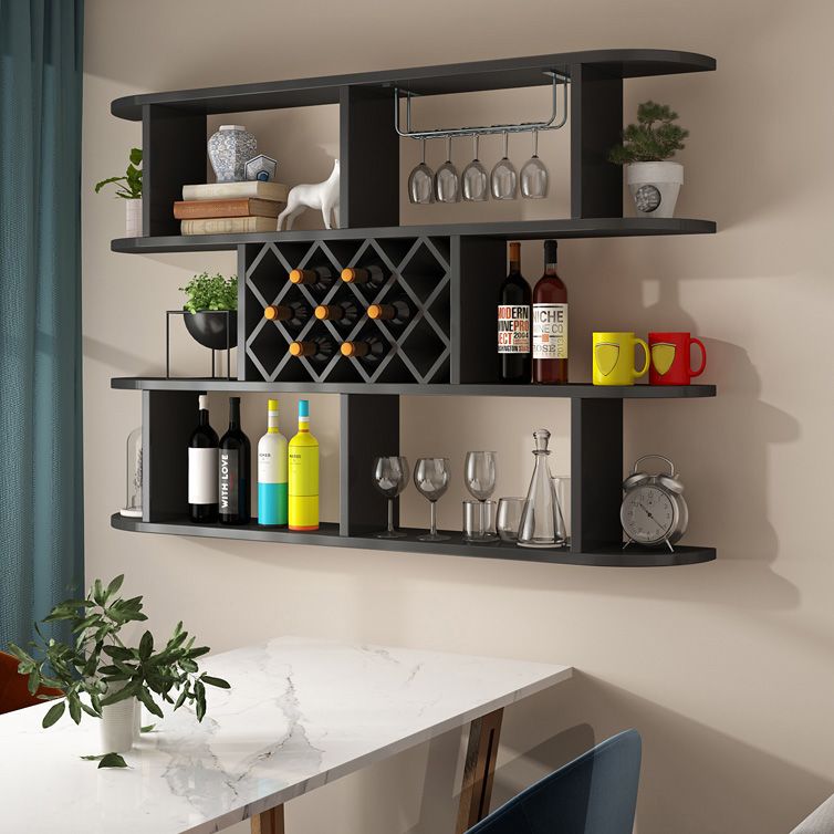 Wine Holder Rack Modern Wall Mounted Manufactured Wood for Kitchen