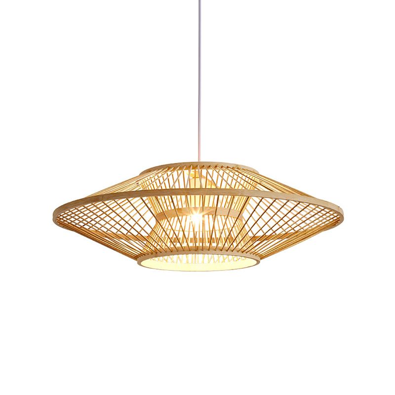 Géométrique Hanging Light Modern Style Wood 1 Light Down Lighting