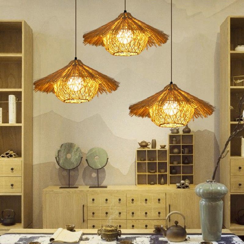 Apparecchio di illuminazione a sospensione contemporanea per il nido rattan ristorante appeso a soffitto in beige