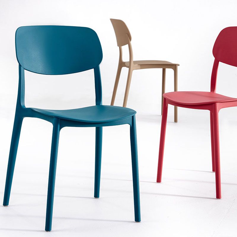 Contemporary Stackable Chair Dining Open Back Armless Chairs with Plastic Legs