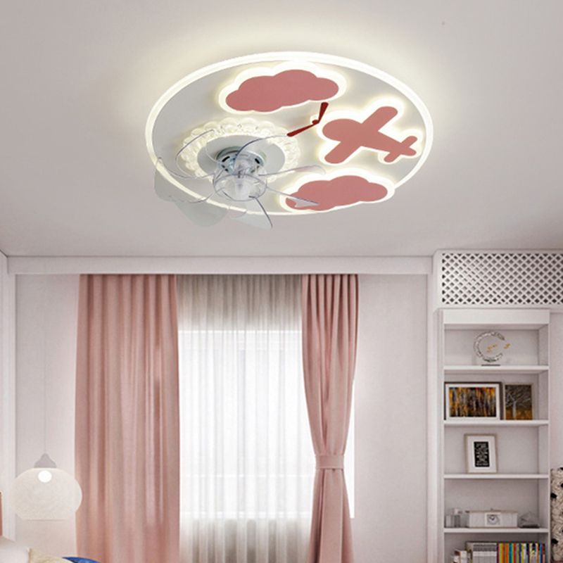 Carton nuage ventilateur de plafond lumière plafond acrylic kid room LED semi flush Mount Light